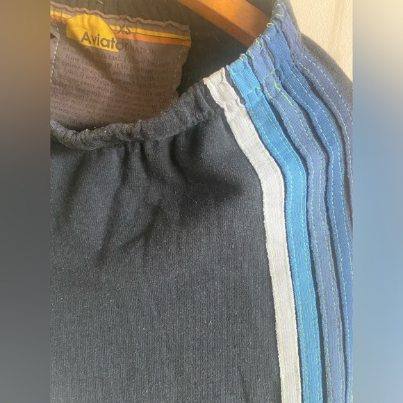 Aviator nation XS 5 stripe sweatpants in charcoal / blue.  Good used condition. - Picture 3 of 4